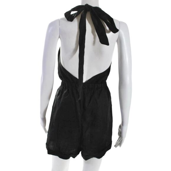 SIR the label Kai Black Halter 100% Linen Halter Romper Playsuit 1 S $240 - Picture 6 of 10